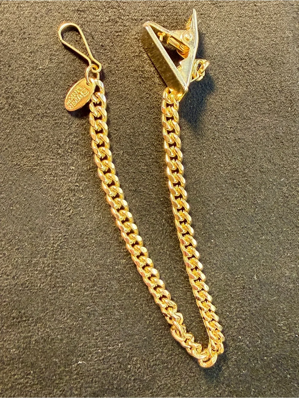 Vintage Gold Tone Pocket Watch / Apparel / Wallet Chain Clip Made In USA